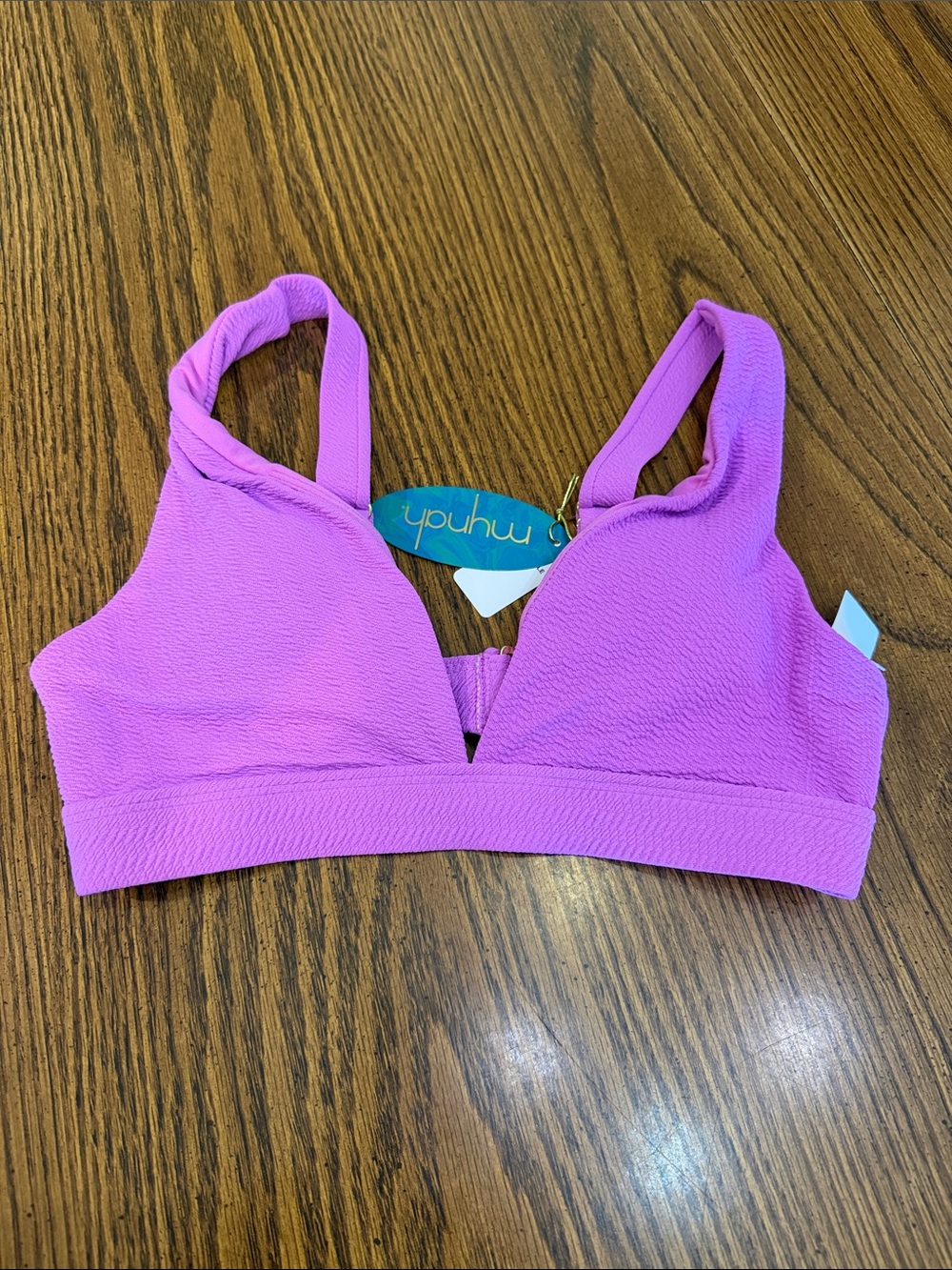 Mynah Pink V-Neck Textured Bikini Top